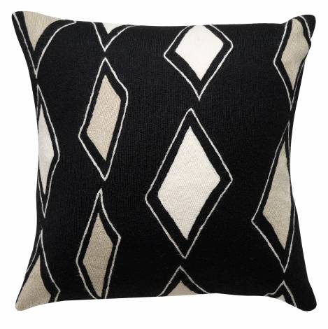 Judy Ross Textiles Hand-Embroidered Chain Stitch Cascade Throw Pillow black/oyster/cream
